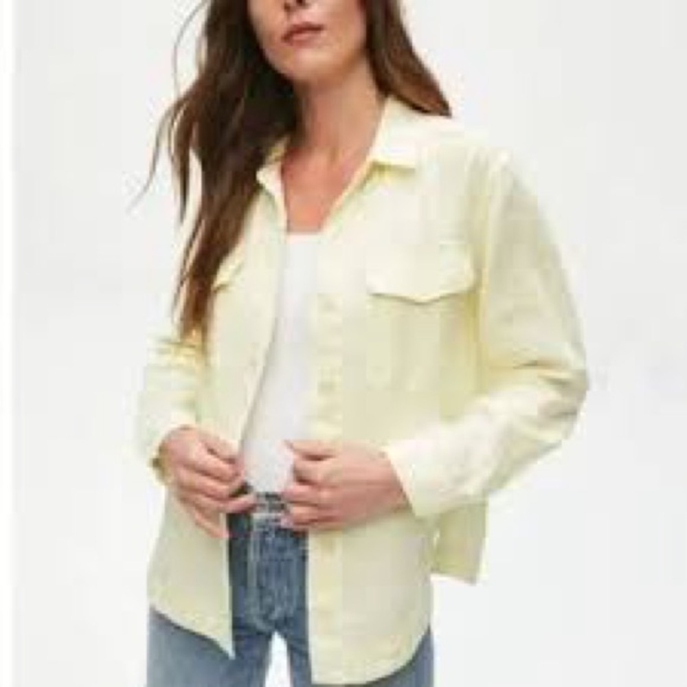 NWOT Michael Stars Pastel Yellow 100% Linen Shacket- Size S